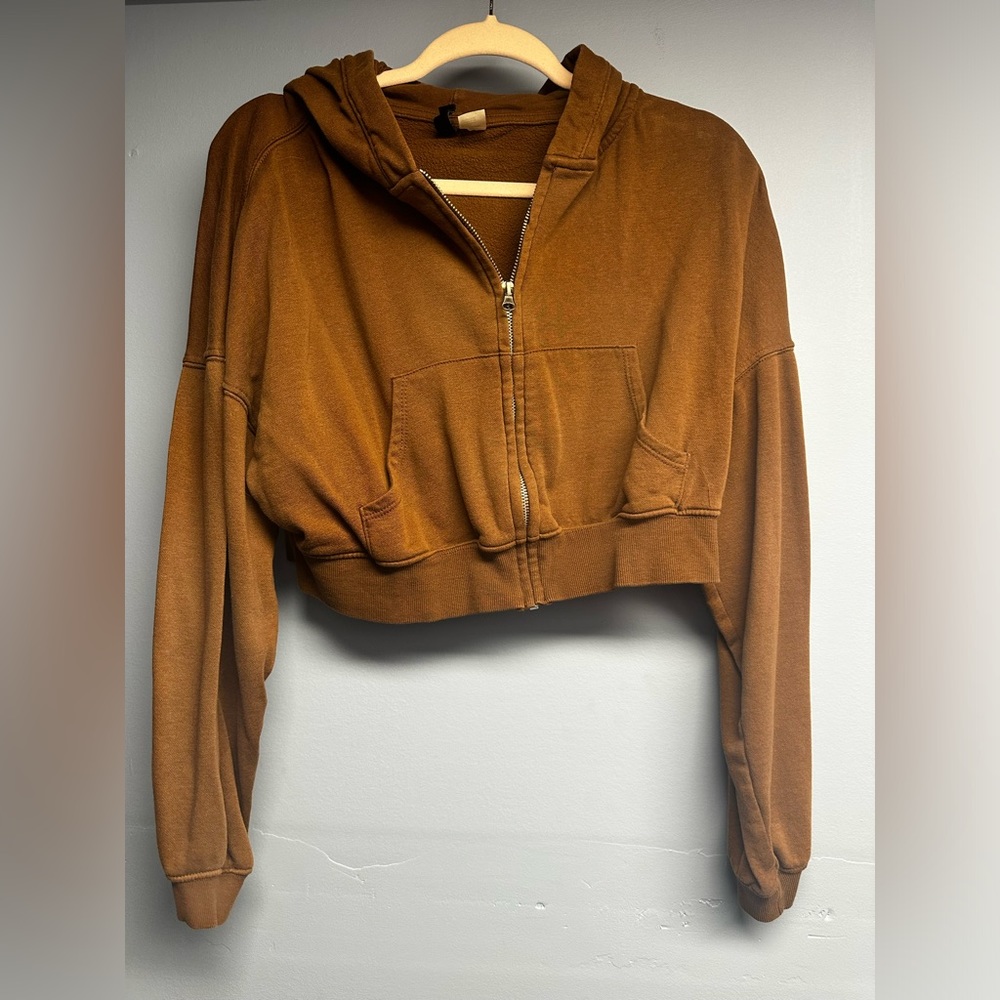 Cropped full zip hoodie